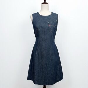 NEW Levis Dress Womens L Blue Dark Wash Denim Retro 90s Western Vintage Concert
